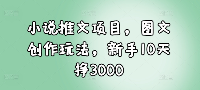 小说推文项目，图文创作玩法，新手10天挣3000-副业资源站 | 数域行者