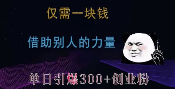 仅需一块钱，借助别人的力量，单日引爆300+创业粉、兼职粉【揭秘】-副业资源站 | 数域行者