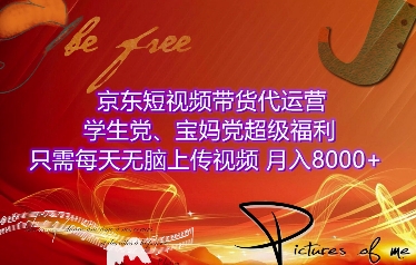 京东短视频带货代运营，学生党、宝妈党超级福利，只需每天无脑上传视频，月入8000+【仅揭秘】-副业资源站 | 数域行者